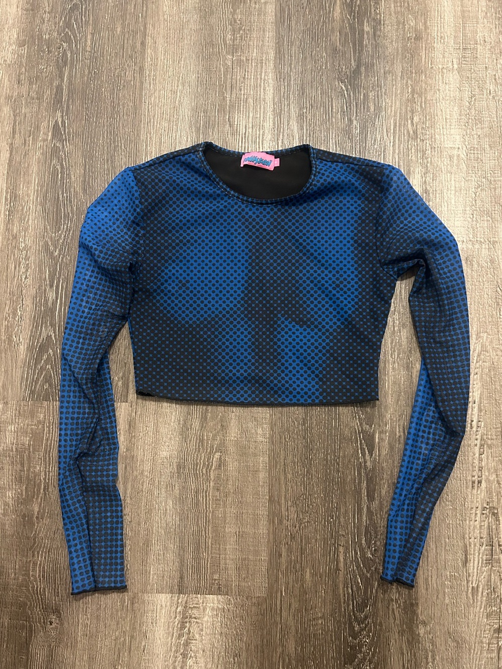 3/$10 Edikted X-Ray printed blue mesh crop top